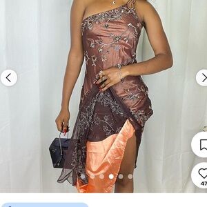 Vintage Scala Gold Sequin One-Shoulder Bodycon Dress